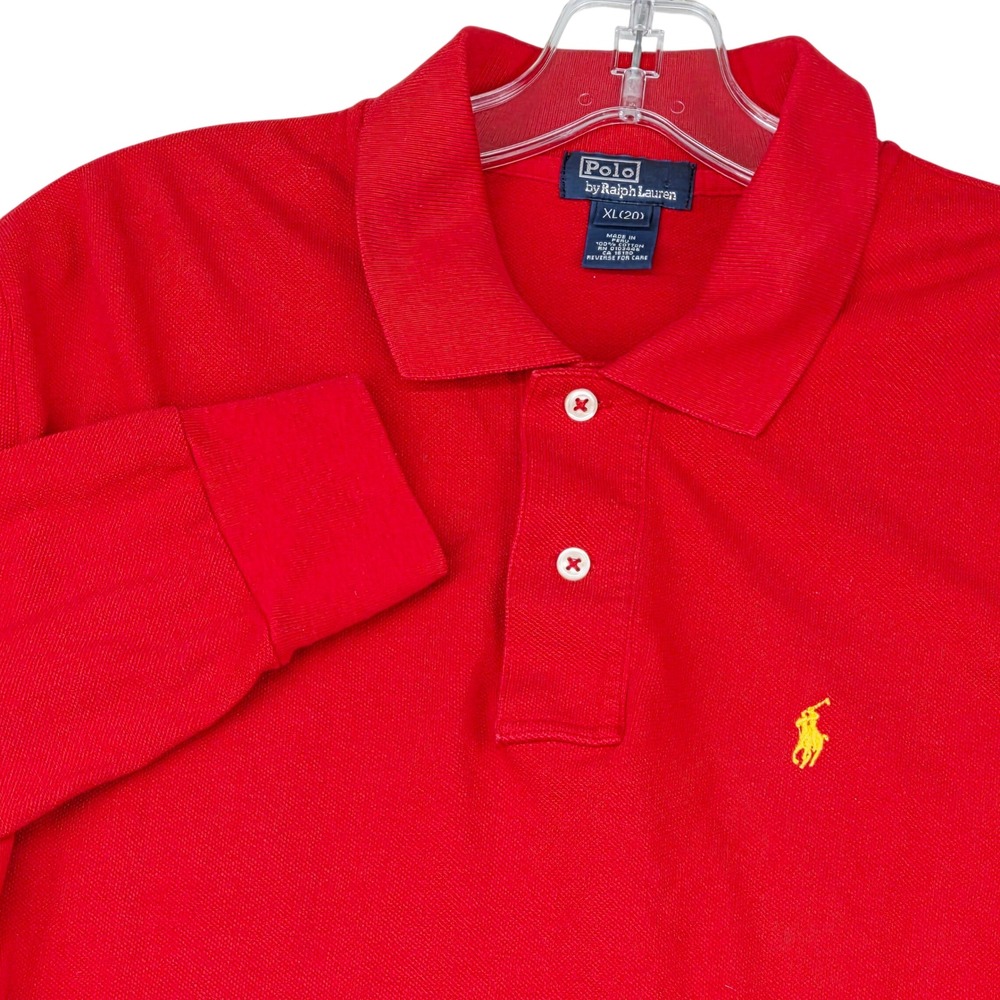 Polo Ralph Lauren Polo Shirt‎ Men's XL 20 Long Sleeve Red Teen age size
